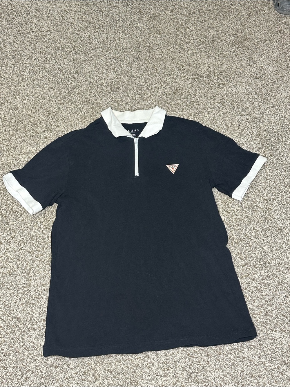 Guess Black Zip Polo with White Trim